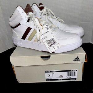 Adidas Basketball Hoops 3.0 Mid K  #IH7894 White Sneakers Kids Size 5 NIB